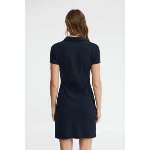 Vestido corto azul marino de manga corta con cuello polo y logo Rigby Go