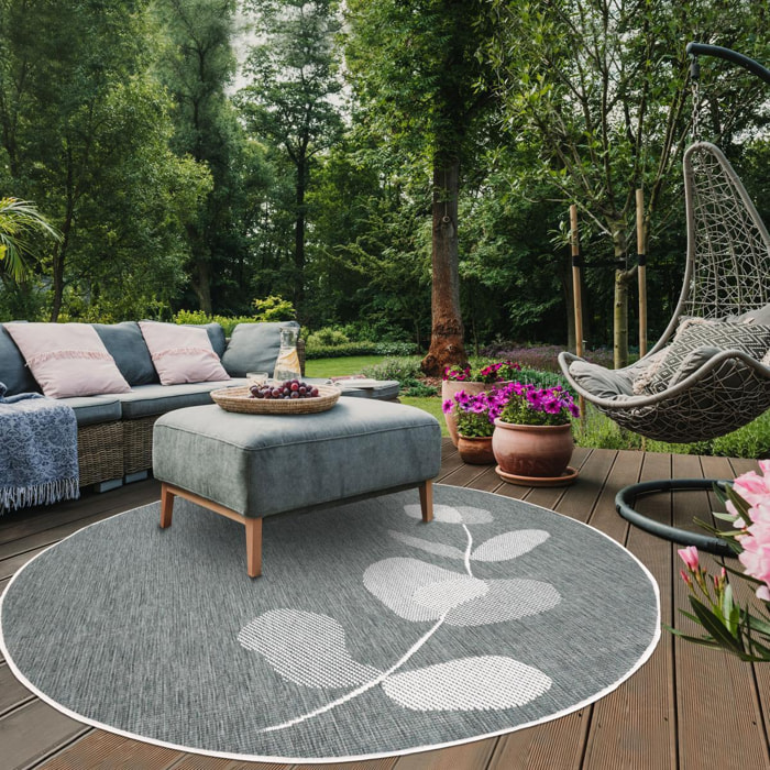 Tapis rond d'extérieur, kilim reversible EX1 D