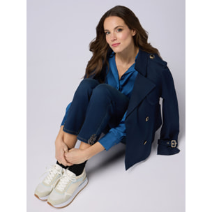 Oltre - Jeans boyslim con dettagli gioiello - Blu