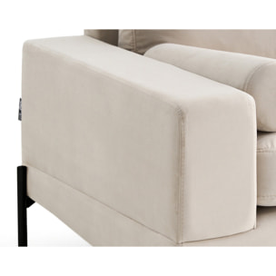 Isaure - canapé droit 2 places en velours - Beige