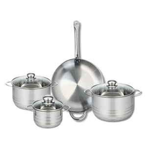 Ensemble de 1 Poêle de cuisson 32 cm et 3 faitouts 16, 20 et 24 cm Elo Profi Brillant