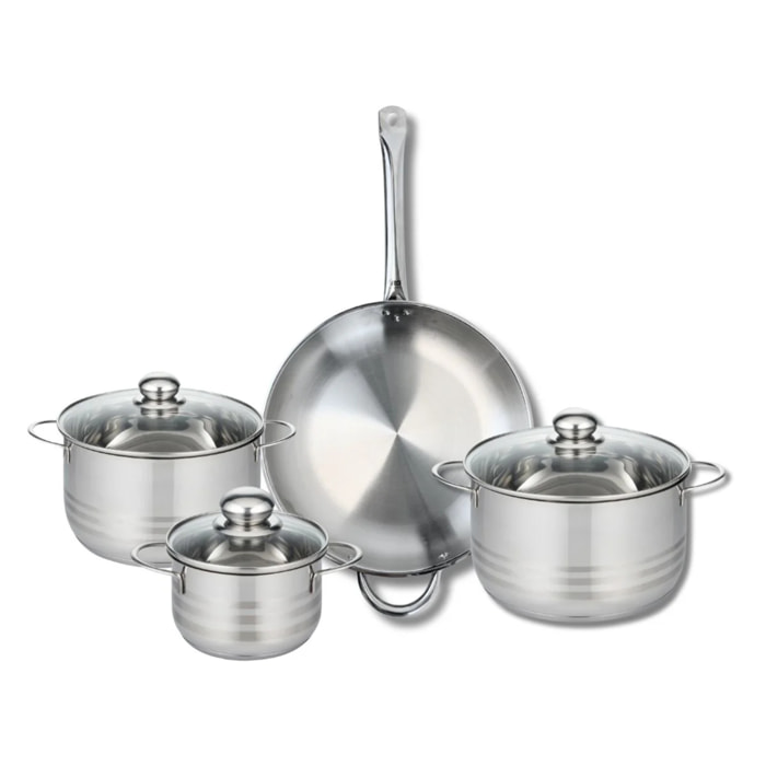 Ensemble de 1 Poêle de cuisson 32 cm et 3 faitouts 16, 20 et 24 cm Elo Profi Brillant