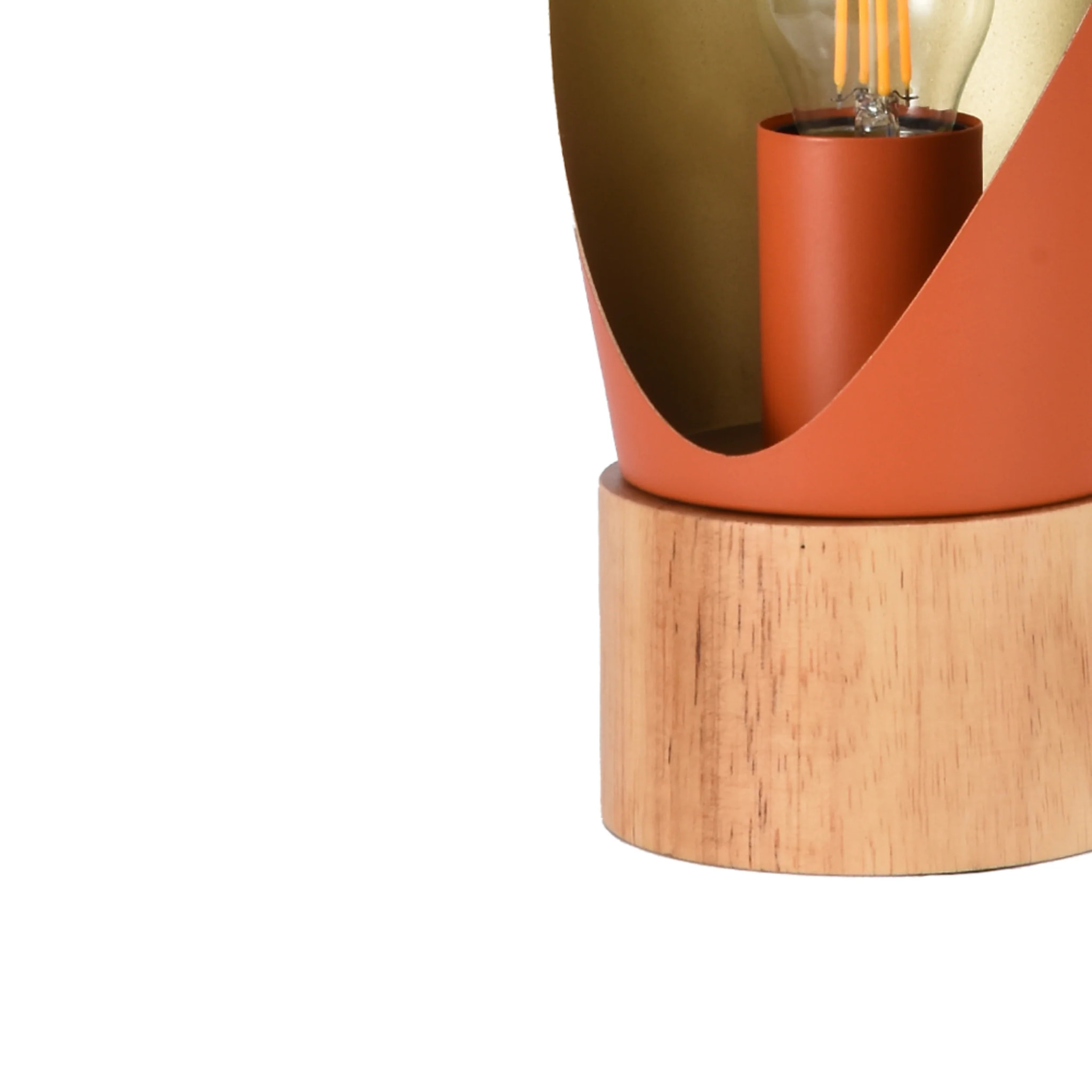 Lampe à poser en métal terracotta et bois H30 cm - Spoon