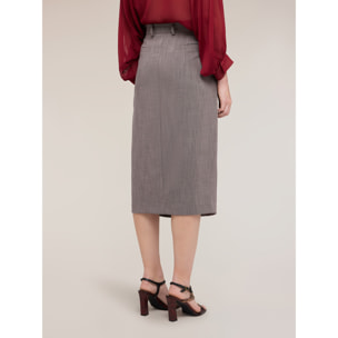 Motivi - Falda tubo longuette con pliegues - Gris