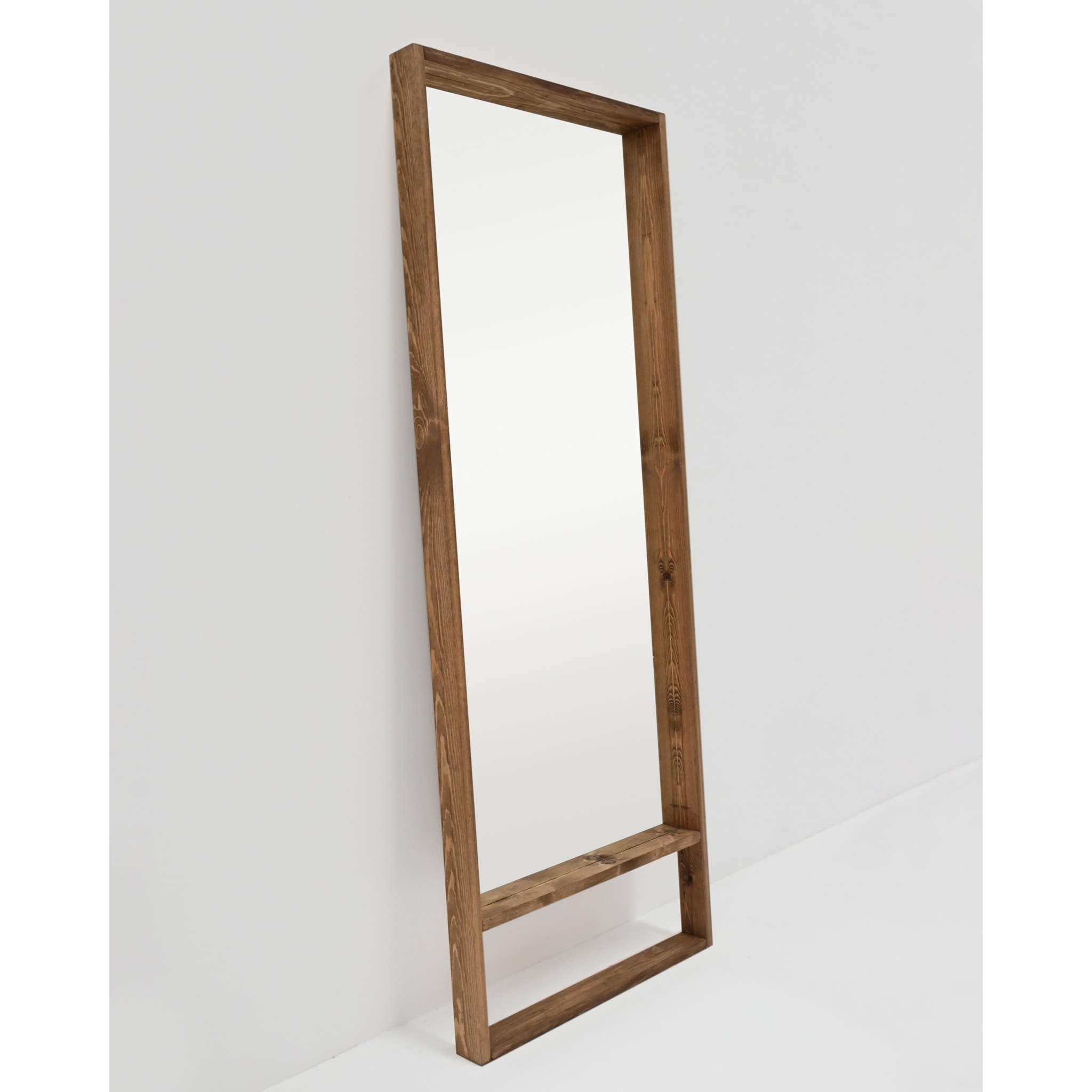 Miroir effet bois massif ton chêne foncé en différentes tailles