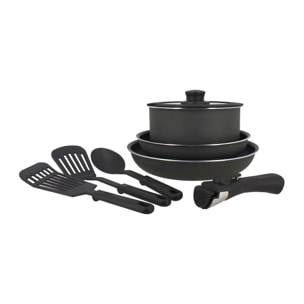 Batterie de cuisine 8 pièces en aluminium noir - tous feux IRIS