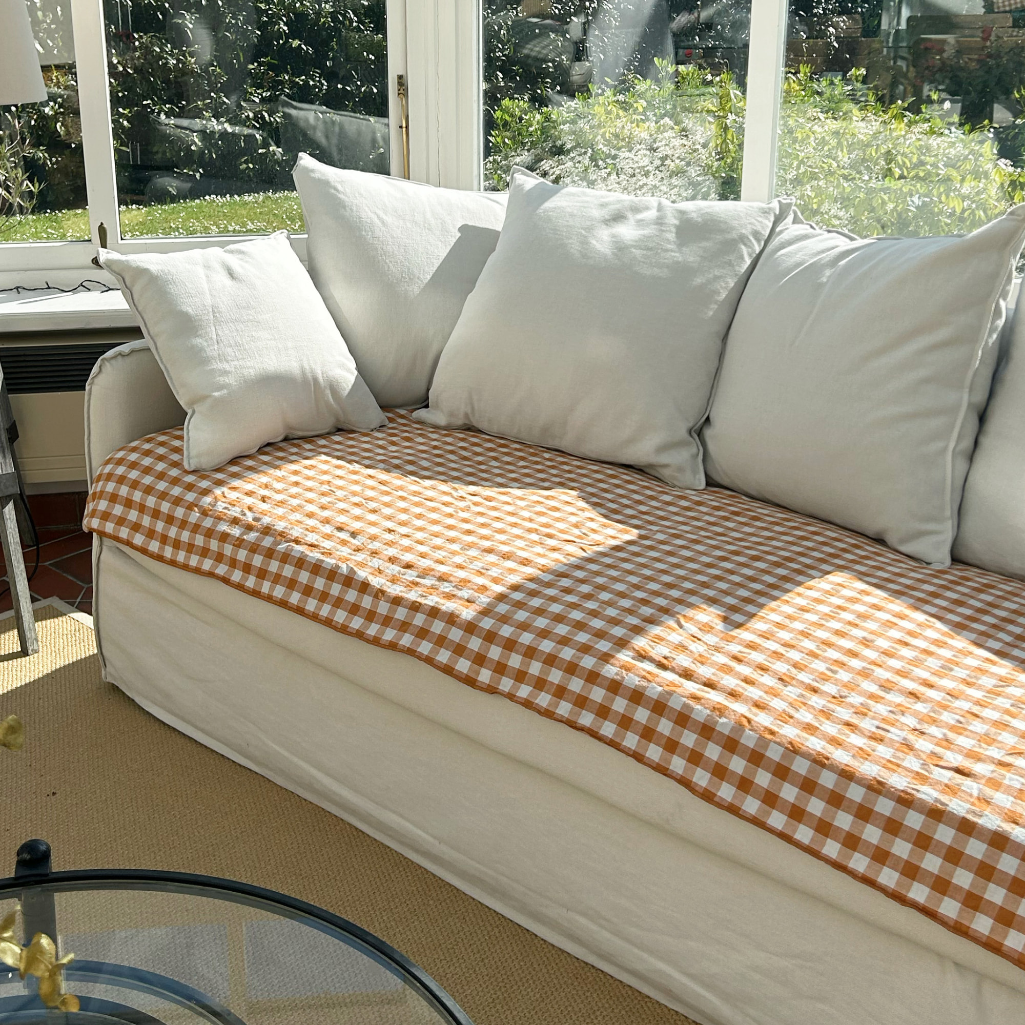 Plaid matelassé en coton et lin, PASSION VICHY
