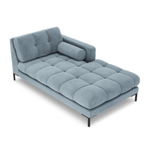 Méridienne droite "Bali" en velours bleu clair