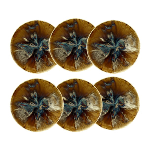 Lot de 6 assiettes creuses en porcelaine marron 21cm VOLCANO