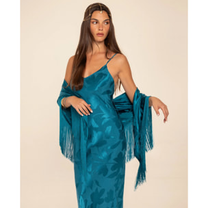 Vestido largo lencero de tirantes y escote en pico