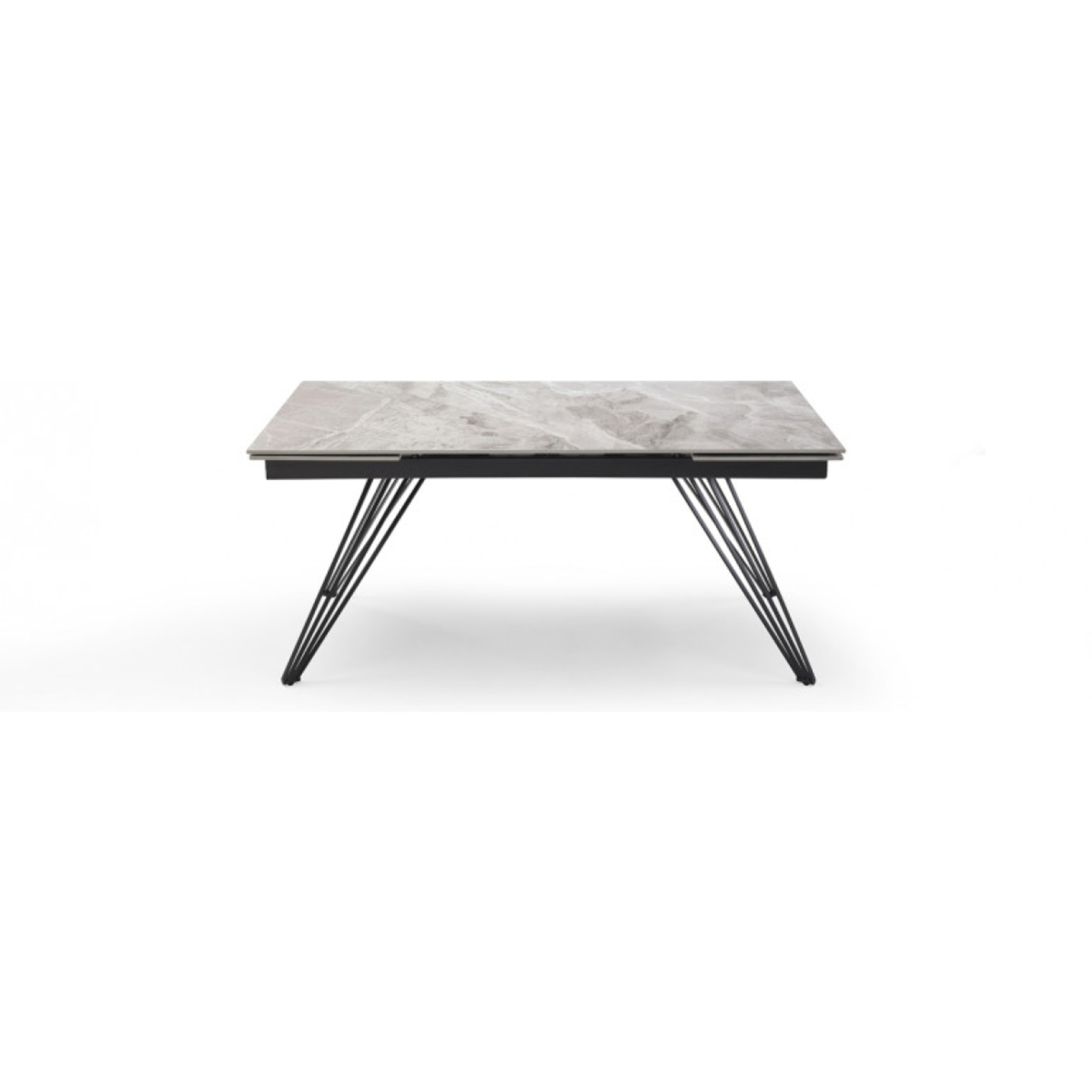 Table extensible en céramique gris brillant L160/240cm - 9 piètements - UNIK