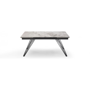 Table extensible en céramique gris brillant L160/240cm - 9 piètements - UNIK