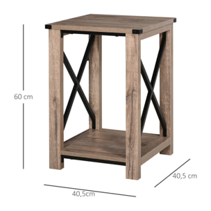 Mesa Auxiliar Retro Industrial con Estante Grano de Roble