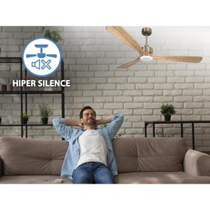 Ventilateur de plafond Réversible  Thermostat Dimmable Wifi Moteur à courant continu Toits en pente Télécommande Lumière à trois tons Hypersilence Mémoire