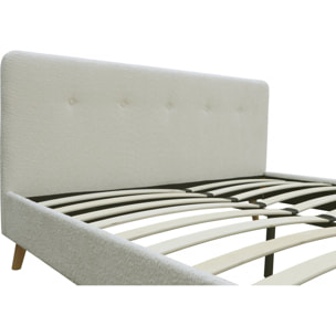 Lit tissu bouclette "Nemo" - 160 x 200 cm - Crème