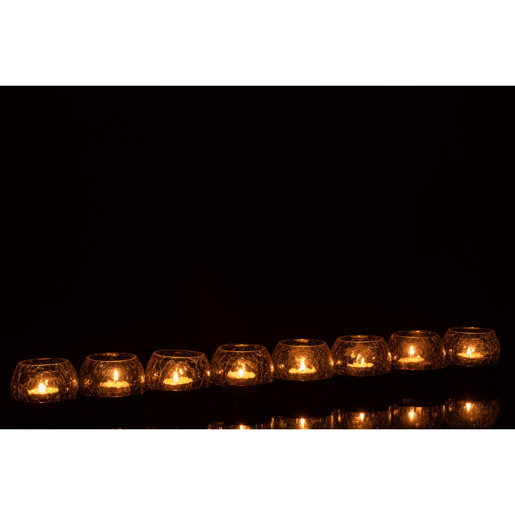 J-Line bougeoir 8 Boules Craquelé - verre/acier - noir