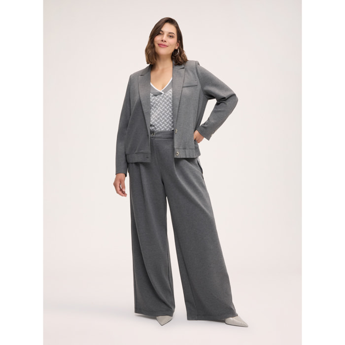 Fiorella Rubino - Pantalones Wide Leg de Punto Milano - Gris