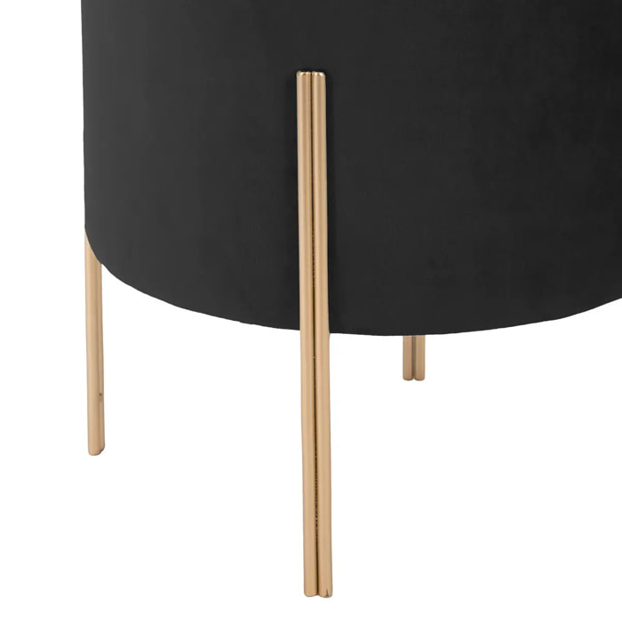 Tabouret d'appoint Living noir en velours