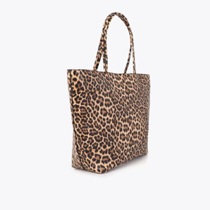 Borsa shopper basic con stampa leopardata