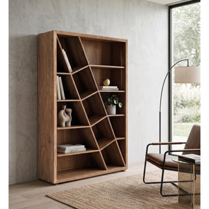 Librería de Madera de Acacia 120 Cm Estilo Rústico Moderno