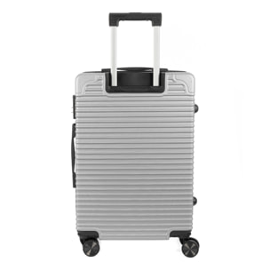 DAM Set di 3 valigie Trolley, in materiale leggero ABS ad alta resistenza con angoli rinforzati. Chiusura numerica e 4 ruote doppie removibili e girevoli a 360°. 54x32x80 Cm. Colore: Grigio Chiaro