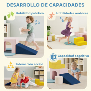 Juego de 8 Bloques de Espuma para Niños, Bloques de Psicomotricidad con Fundas de Terciopelo Lavables, Set de Escalada para Interior, para Escalar y Gatear, Multicolor