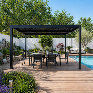 Pergola bioclimatique structure et lames orientables en aluminium noir 4x3m SOPRON