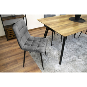 Sedia Kara in velluto grigio scuro con gambe in metallo