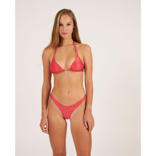 Braga de bikini brasileña con corte en V en tejido lúrex