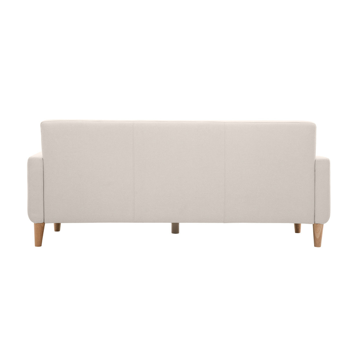 Canapé scandinave 3 places en tissu beige et bois clair LUNA