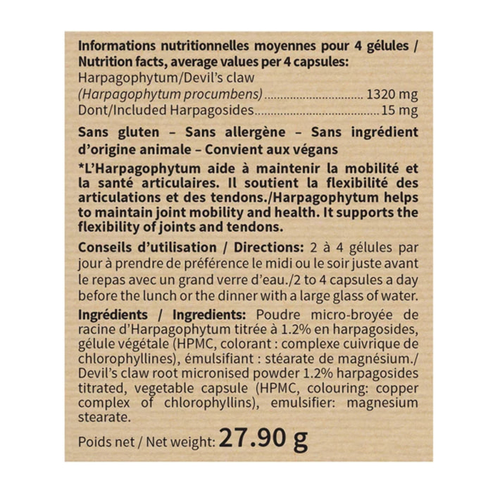 NUTRIEXPERT - Harpagophytum - Flexibilité des articulations et des tendons - Maintient la mobilité - Extraits de plantes - Lot de 2 produits