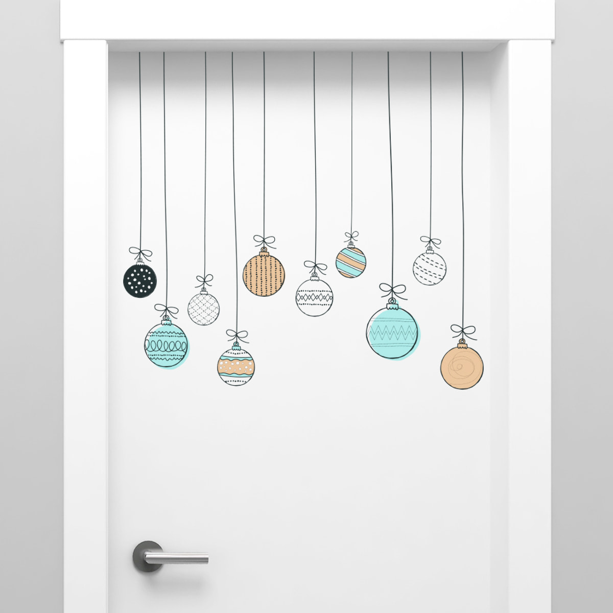 Sticker Noël guirlande boules de noël - Autocollants stickers adhésifs noël - décoration fêtes