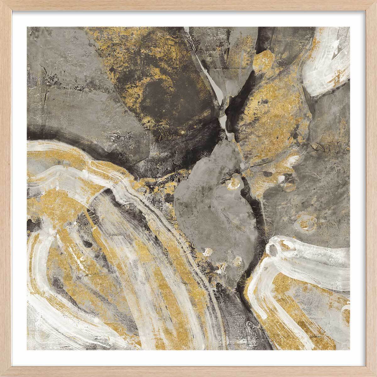 Poster Rivière d'or Affiche + cadre en bois - Chêne