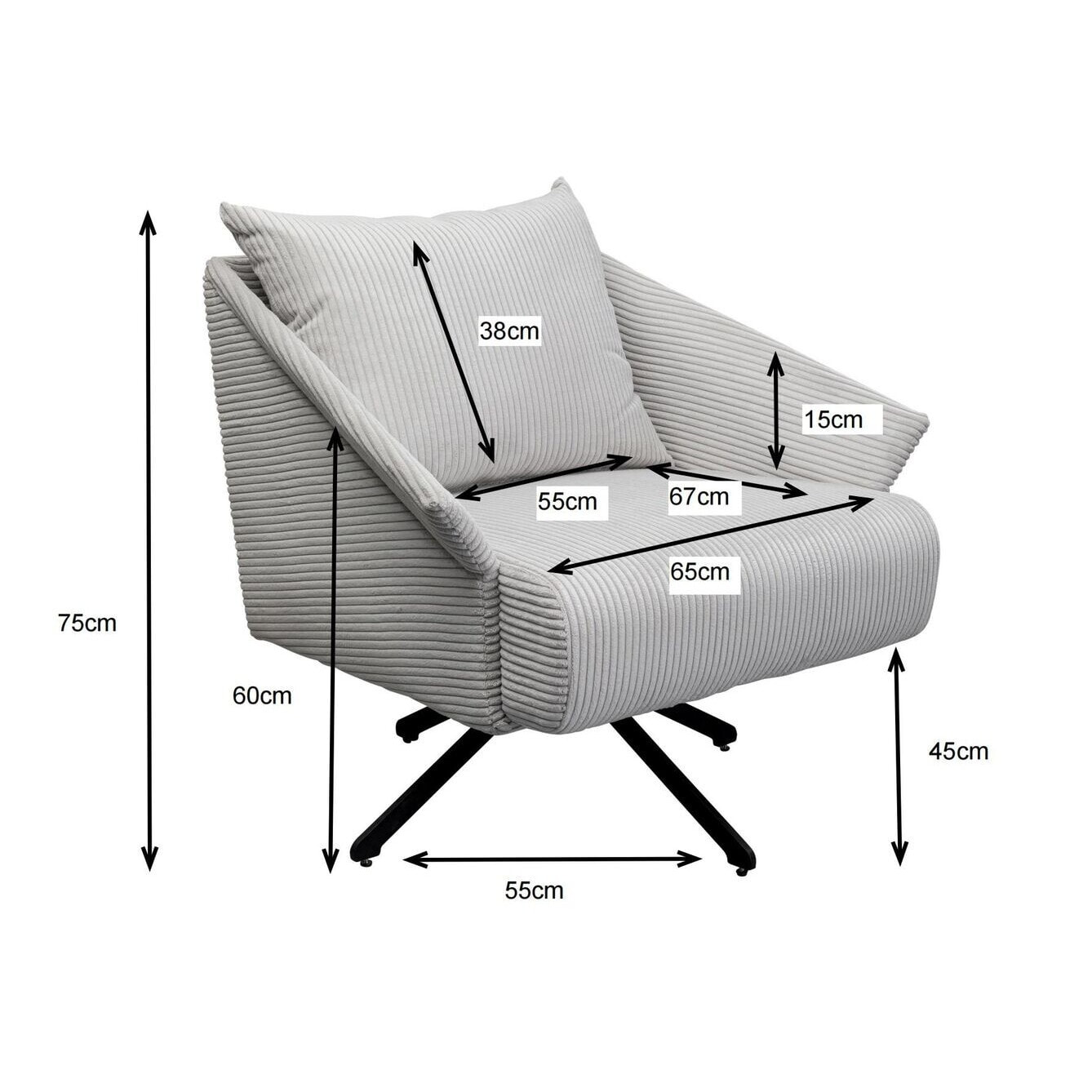Fauteuil pivotant Milo velours gris Kare Design