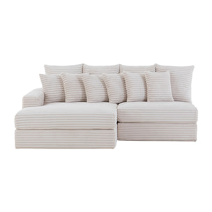 KENDARI Canapé d'angle 2/3 places assise profonde en velours côtelé beige