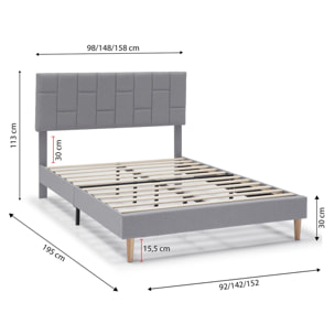 Estructura de Cama tapizada Sorni de 30 cm, 90/135-140/150x190 cm, Gris claro