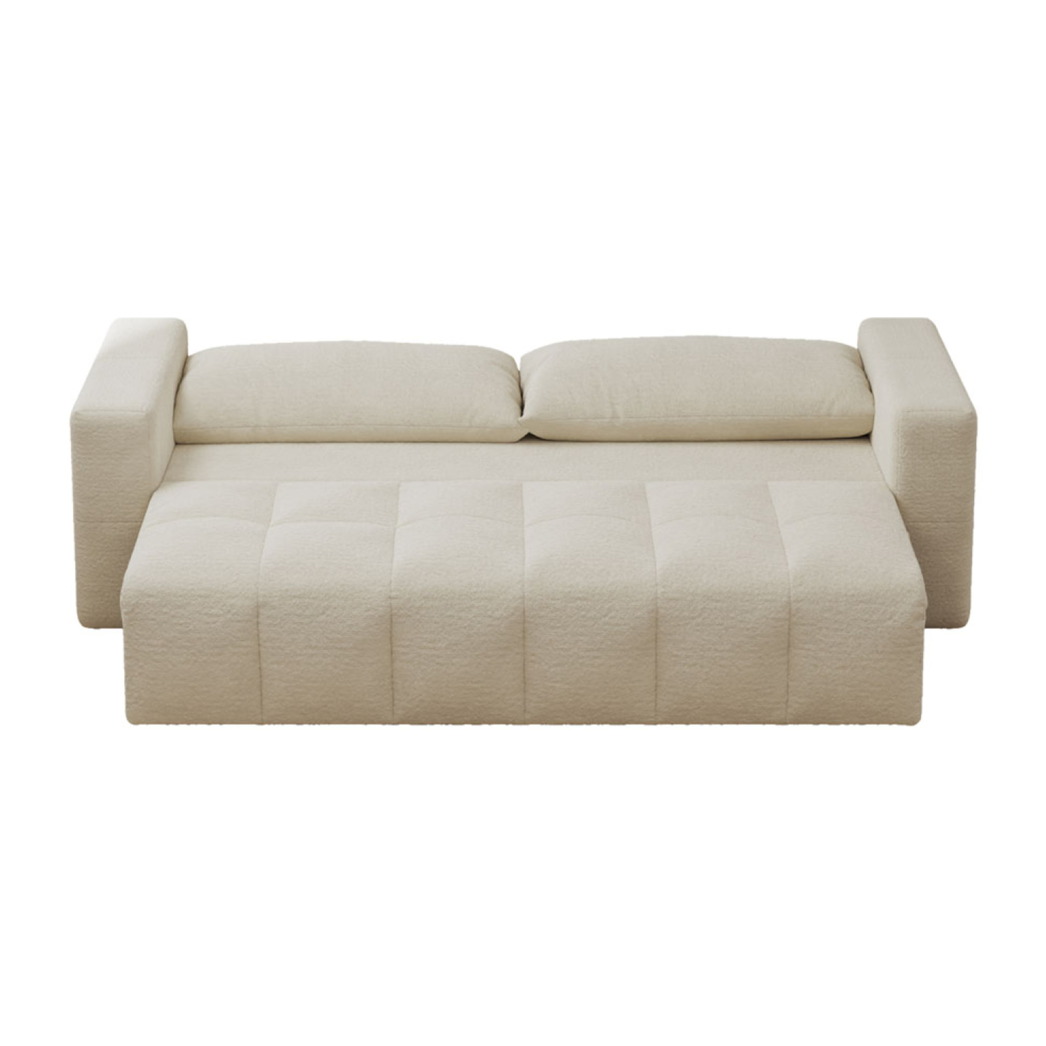 MIDLAND Canapé convertible 3 places avec coffre en bouclette beige