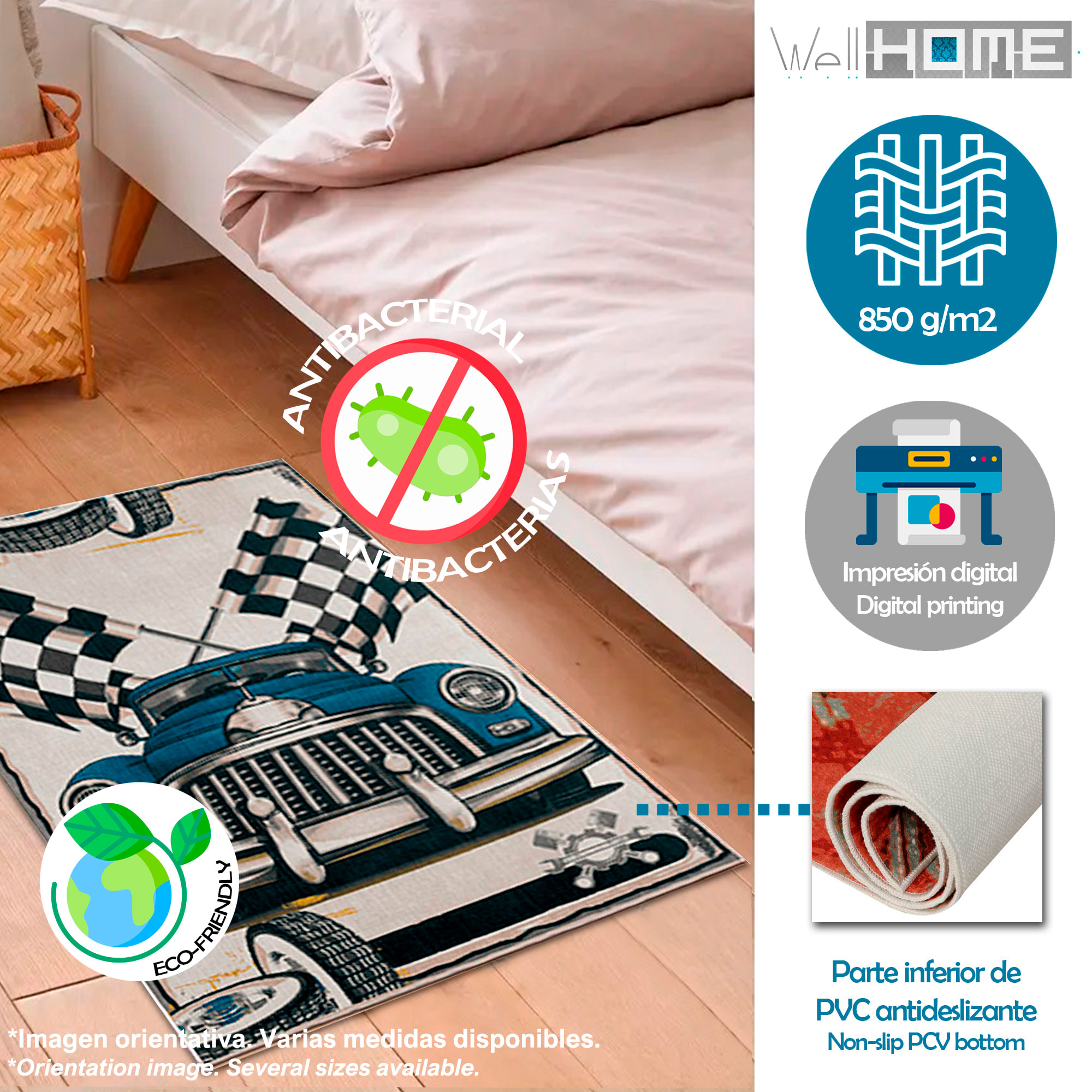 Alfombra infantil de Poliester estampada 160 x 230cm