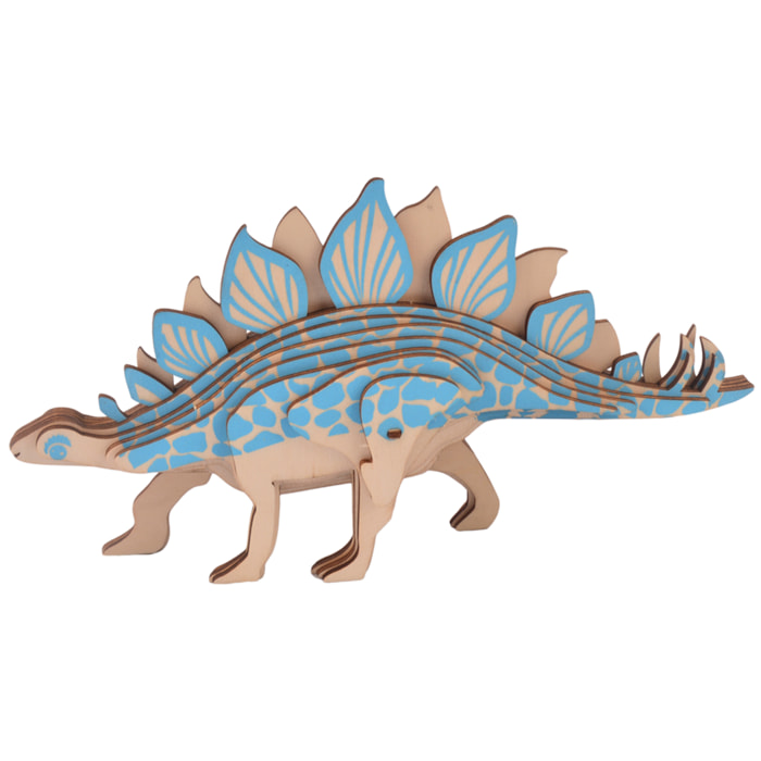 Puzzle 3D in legno. Duo di Stegosaurus. 27 pezzi.