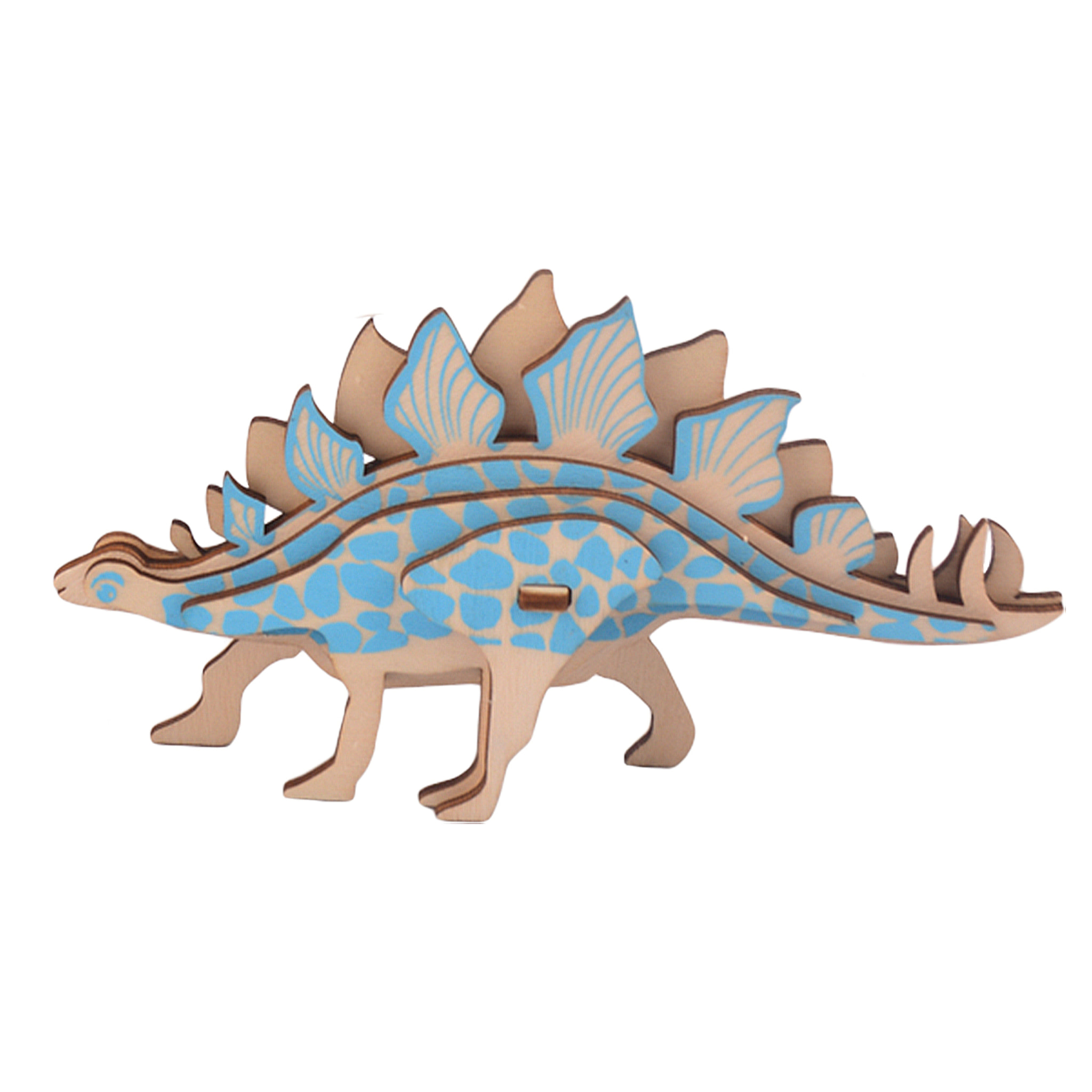 Puzzle 3D in legno. Duo di Stegosaurus. 27 pezzi.