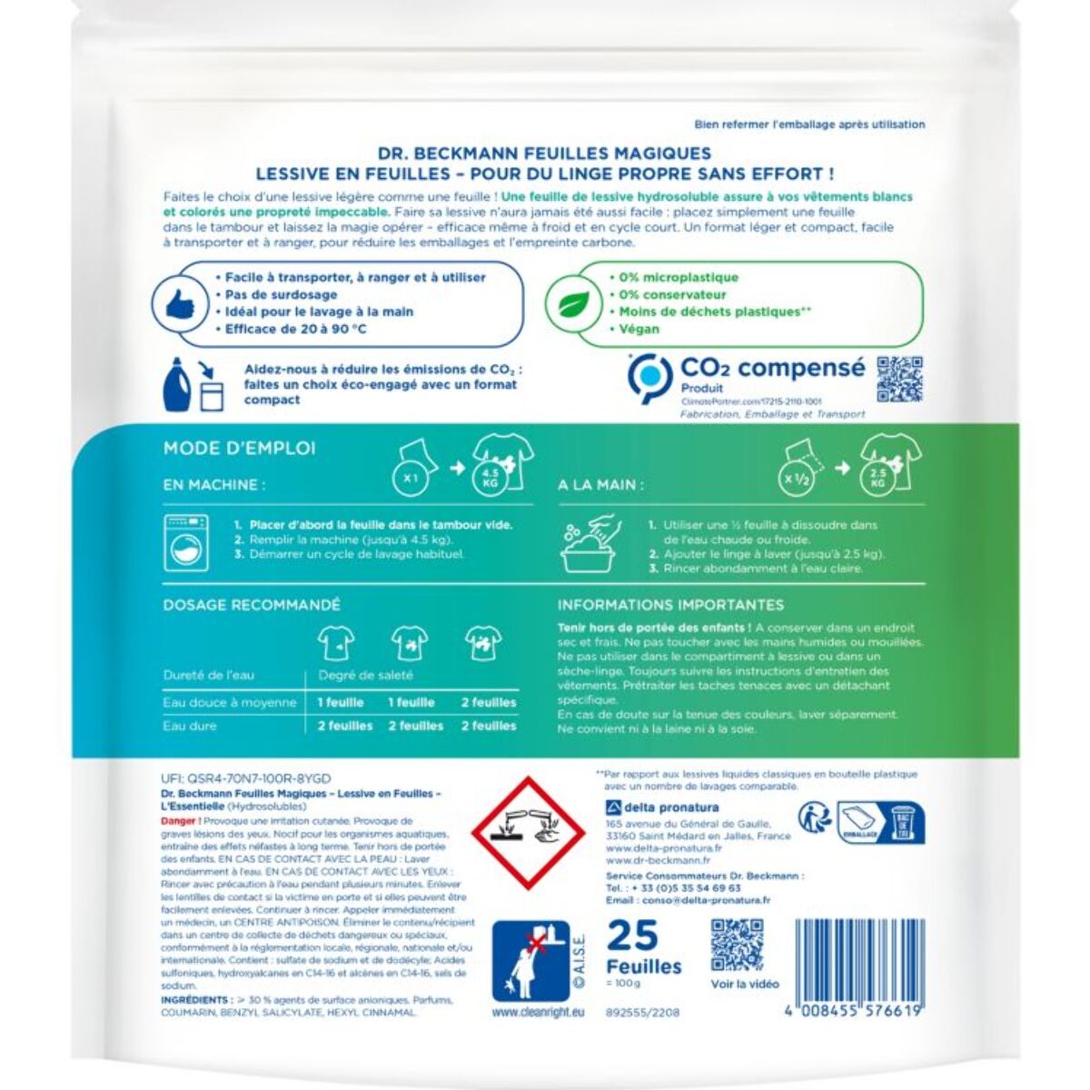 Lessive DR BECKMANN Feuilles Magiques - L'Essentielle x25 lavages
