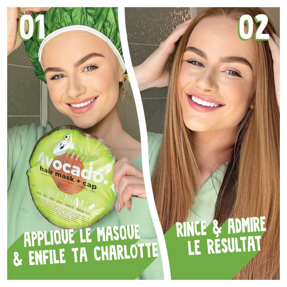 Masques Capillaires et Charlottes - Bear Fruits - Avocat : Réparation et Nutrition - Pack de 3