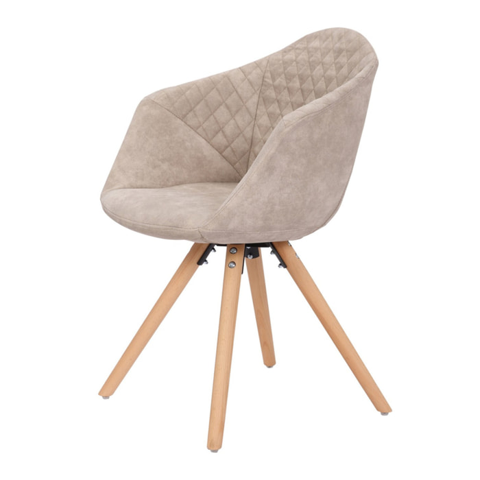 Set di 2 Sedie Chadwick in Tessuto Crema con Gambe in Faggio
