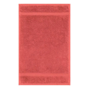 Serviette invites pur coton 550 g/m² uni rose Elea corail