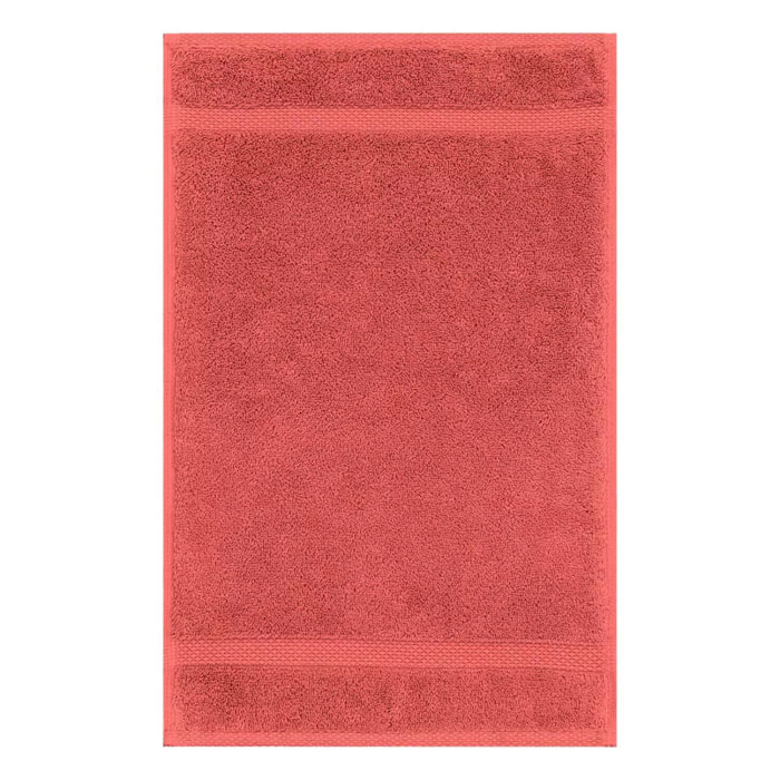 Serviette invites pur coton 550 g/m² uni rose Elea corail