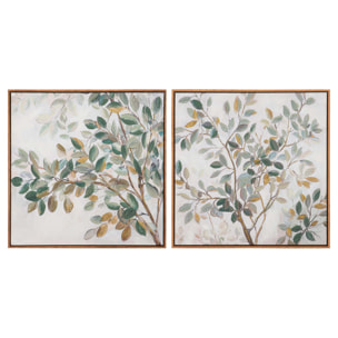 Set 2 Cuadros Flores 80% Pintado A Mano 60x4x60 Cm