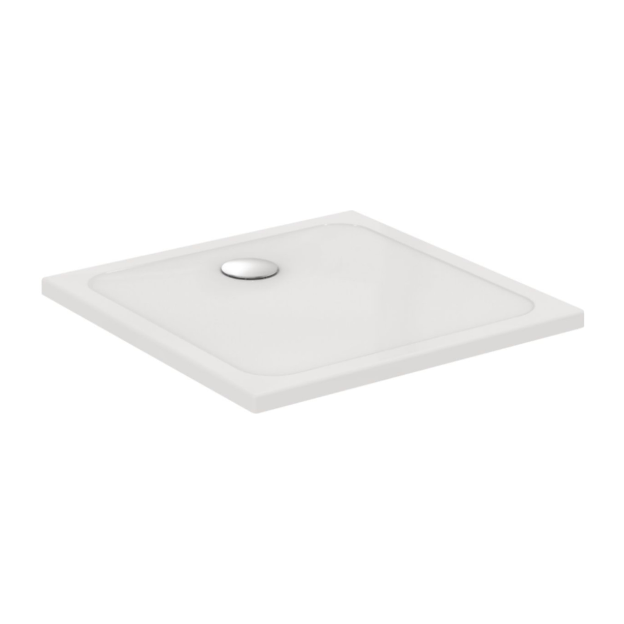Okyris+ 80x80cm receveur de douche ultra plat 4 cm en grès, traitement antidérapant, Blanc (P0202YK)