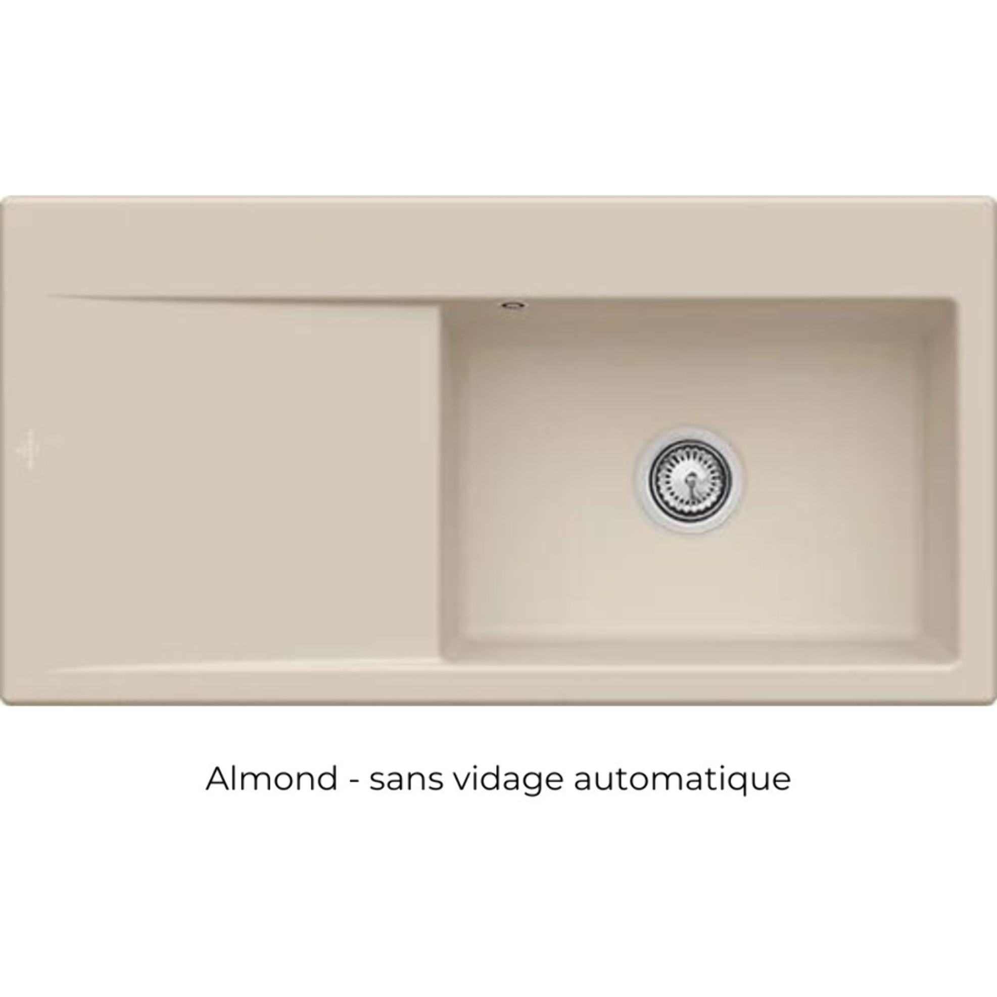 Evier a encastrer 1 bac Subway Style 60 egouttoir à droite vidage manuel Beige CeramicPlus