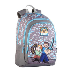 Minecraft Warriors mochila primaria doble compartimento, de gran capacidad y adaptable a carro.