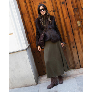 Vestido de punto con piezas evasé de mujer